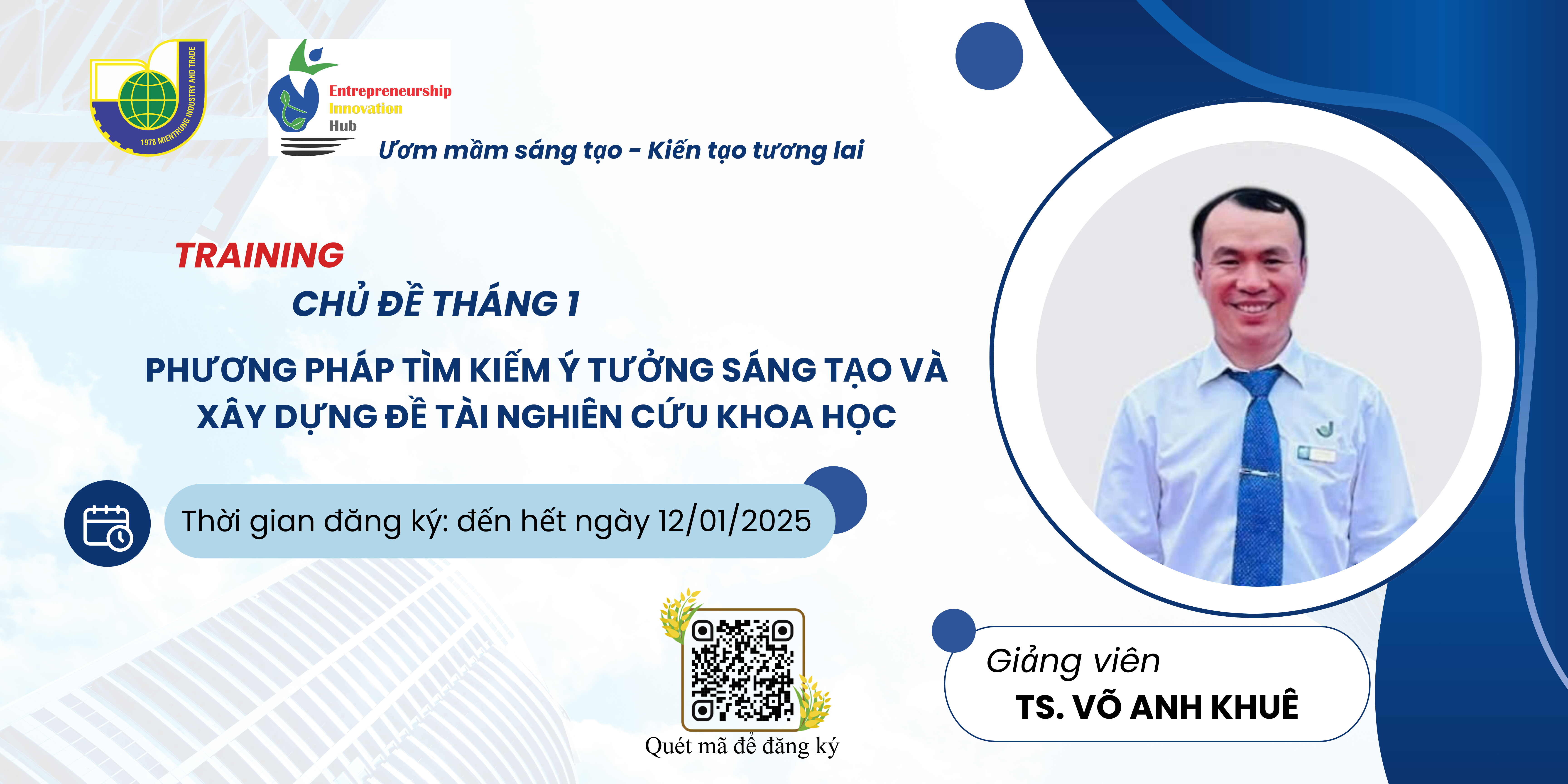 Đăng ký tham gia Chương trình đào tạo “Phương pháp tìm kiếm Ý tưởng Sáng tạo và xây dựng đề tài nghiên cứu khoa học”